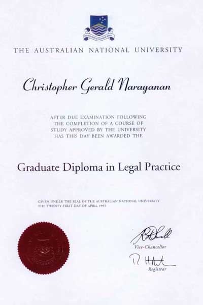 Diploma Legal Pract ANU